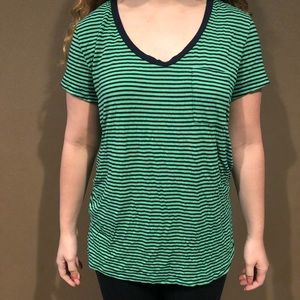 Green and white striped shirt